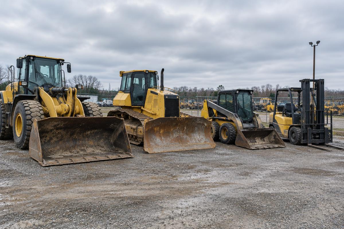 Used equipment in a dealer yard